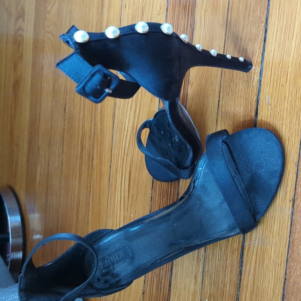 Forever 21 Black Heels with Pearl Accents